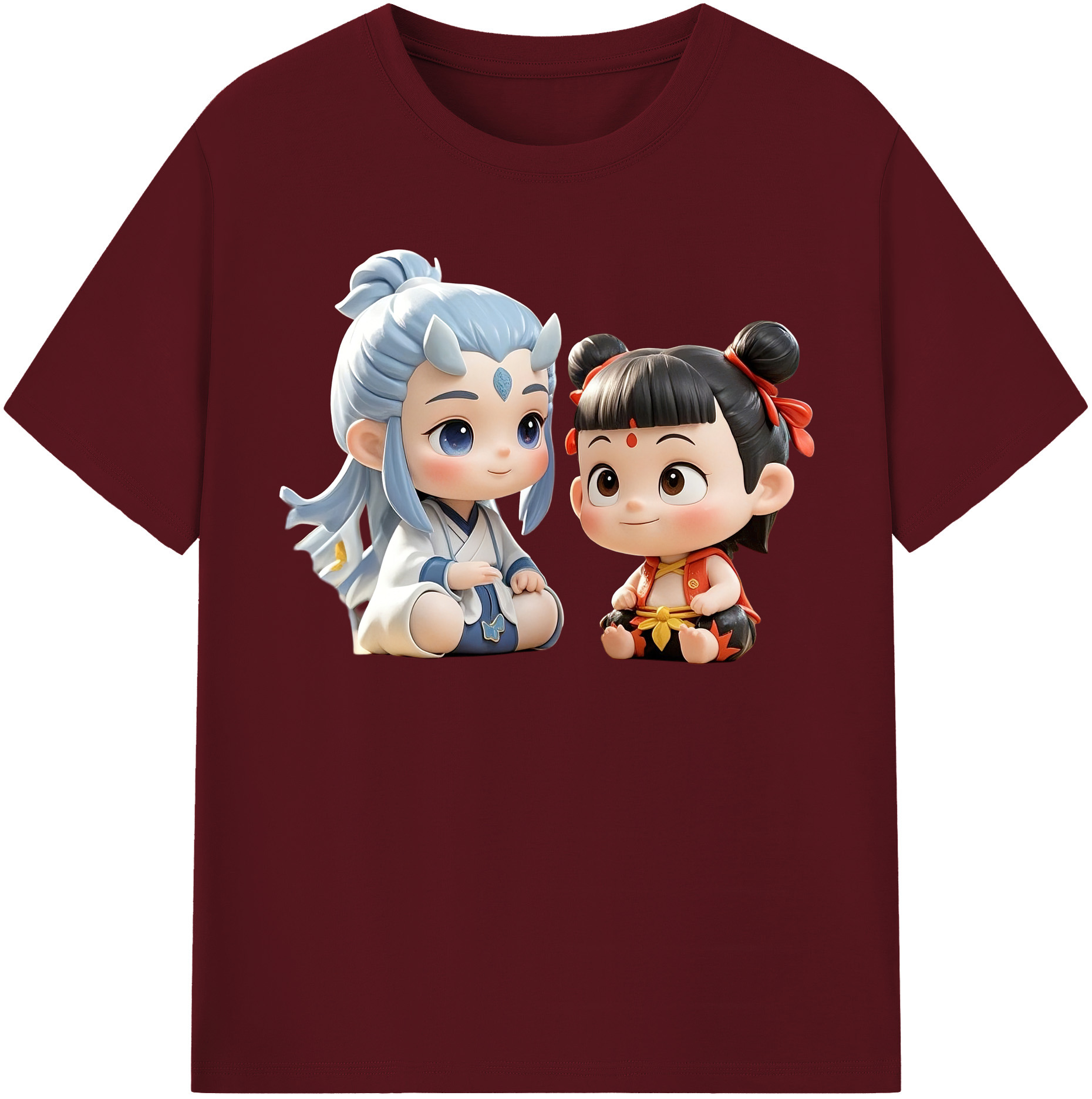 （画像用） Ne Zha 2 ナタ 魔童の大暴れ 綿100％半袖Tシャツ（フロントプリント）